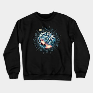 ZODIAC Aquarius - Astrological AQUARIUS - AQUARIUS - ZODIAC sign - Van Gogh style - 6 Crewneck Sweatshirt